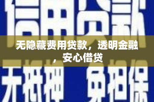 新店无隐藏费用贷款，透明金融，安心借贷