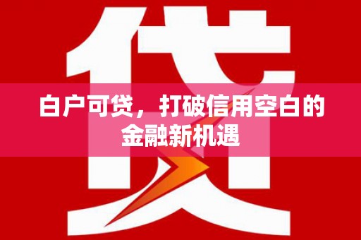 固镇白户可贷，打破信用空白的金融新机遇