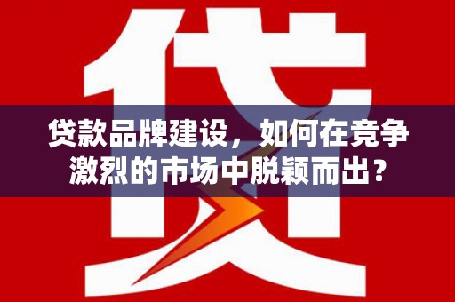 内门贷款品牌建设，如何在竞争激烈的市场中脱颖而出？